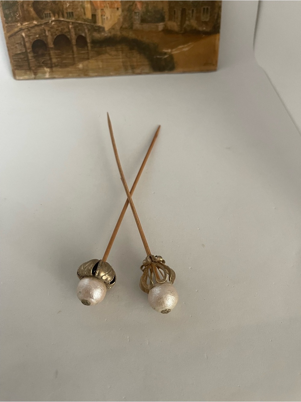 VINTAGE Gold and Pearl Decorative Hair Pins - Women Accessories